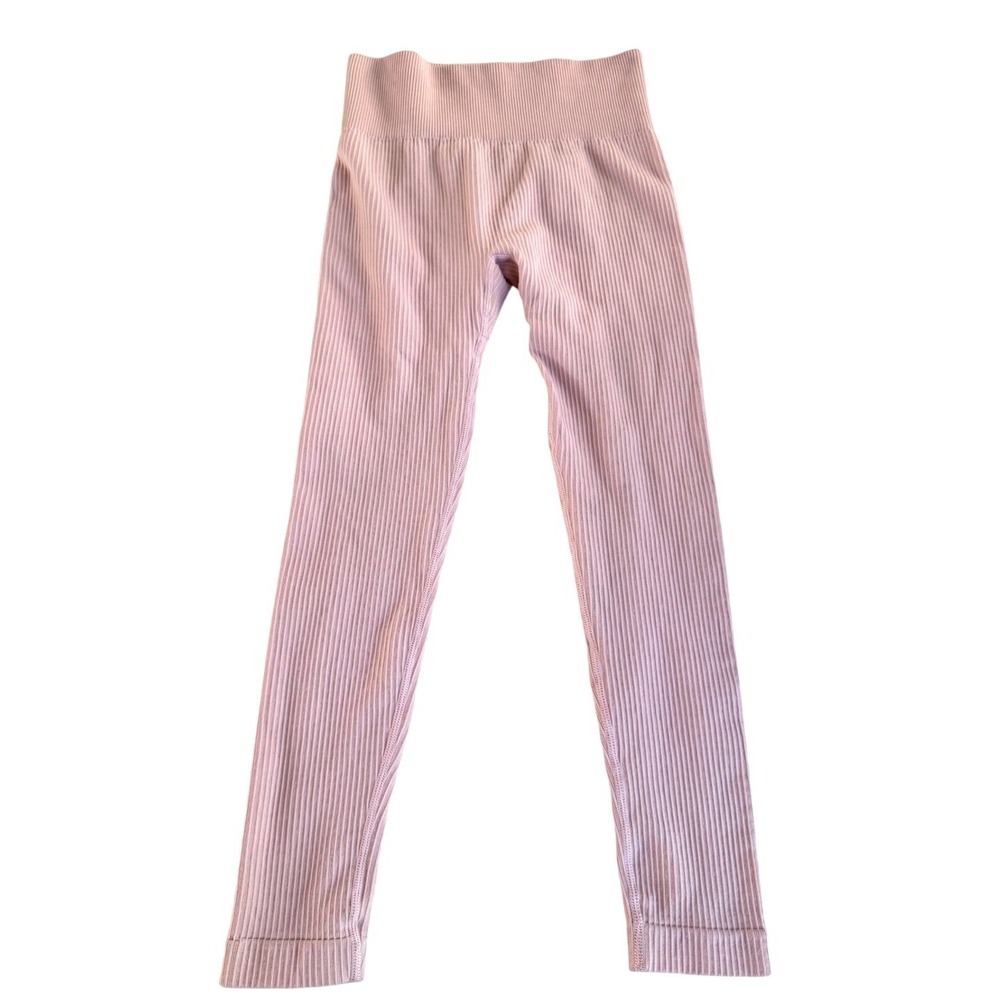 Unbranded Ribbed Scrunch Butt Leggings Womens Medium Pink High Waist Yoga‎ Gym